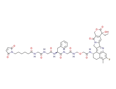 N-[6-(2,5-dioxo-2,5-dihydro-1H-pyrrol-1-yl)hexanoyl]glycylglycyl-L-phenylalanyl-N-[(2-{[(1S,9S)-9-ethyl-5-fluoro-9-hydroxy-4-methyl-10,13-dioxo-2,3,9,10,13,15-hexahydro-1H,12H-benzo[de]pyrano[3’,4’:6,7]indolizino[1,2-b]quinolin-1-yl]amino}-2-oxoethoxy)methyl]glycinamide